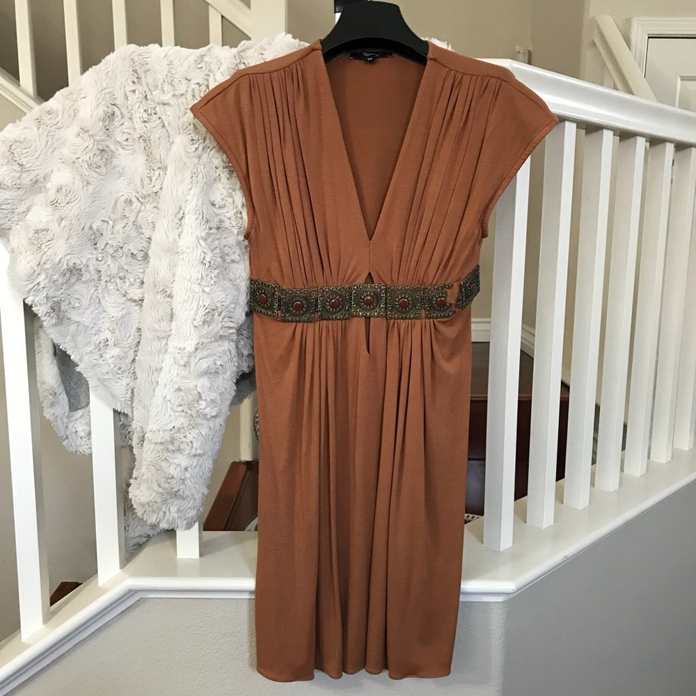 Sky belted rustic dress